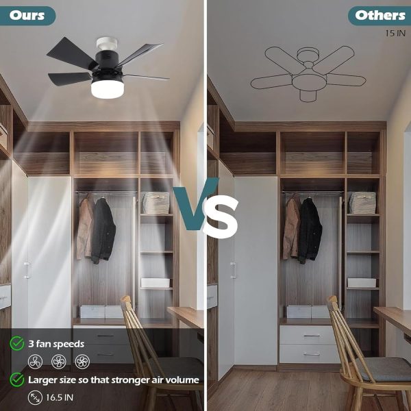 ⁦Dpofirs 15.7In Socket Fan Light, Dimmable 3 Color Temp 3 Wind Speed Light Bulb Fan with Remote, 1H 2H 4H Timer Screw in Ceiling Fan in Light Socket for Bedroom Kitchen 85‑265V (Black)⁩ - الصورة ⁦3⁩