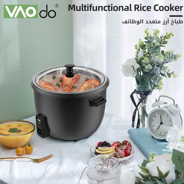 ⁦VAODO 1.8L Rice Cooker Steamer, with Removable Nonstick Pot and Water Level Indicator, Mini Rice Cooker with Glass Lid, Auto Keep Warm, for Soups, Stews, Grains & Oatmeal, Cooking Turner⁩ - الصورة ⁦7⁩