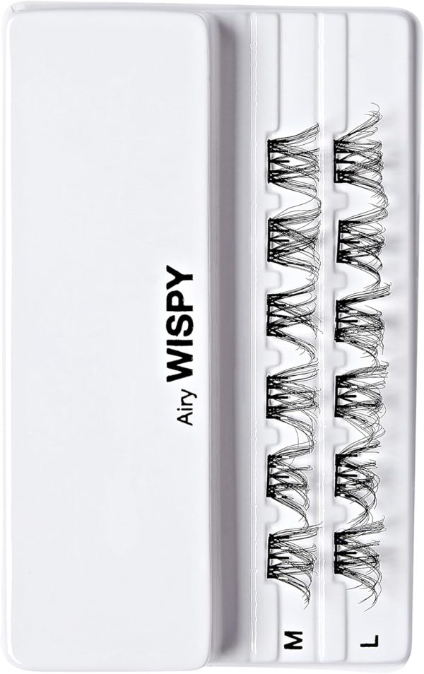 ⁦imPRESS KISS False Eyelashes, Lash Clusters, Falsies, Airy Wispy', 12mm-14mm, Includes 12 pieces of pre-bonded lashes, Contact Lens Friendly, Easy to Apply, Reusable Strip Lashes⁩ - الصورة ⁦7⁩