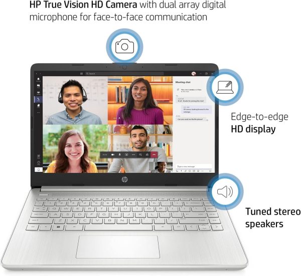⁦HP 14 Diagonal HD Laptop PC, Intel Core i5-1135G7 Processor, Intel Iris Xᵉ Graphics, 8GB DDR4, 256GB SSD, 802.11ac, Bluetooth 5, HDMI, Windows 11 Home, Natural Silver W/Valinor Accessories⁩ - الصورة ⁦2⁩