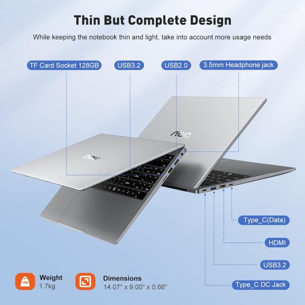 ⁦AOC Laptop Computer 16GB RAM 512GB SSD Work Laptops 15.6 Inch FHD Screen Premium Laptop (Up to 3.6GHz) Windows 11 Laptop Computer, Light&Thin, Metal Shell, Webcam, Type-C, USB3.2⁩ - الصورة ⁦4⁩