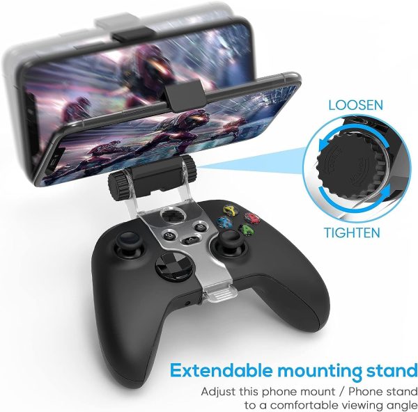 ⁦مشبك موبايل لذراع تحكم اكس بوكس الفئة حامل قابل للتعديل لجهاز اس/X وان S/X USB شفاف⁩ - الصورة ⁦2⁩