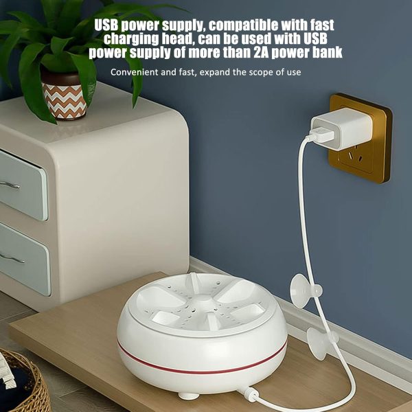 ⁦NALACAL Mini Ultrasonic Turbine Washing Machine, Portable Mini Ultrasonic Washer for Home, 50 Seconds Reverse Clean Circle High Strength Torque Pulsator, Business, Travel, College Room, RV, Apartment⁩ - الصورة ⁦6⁩