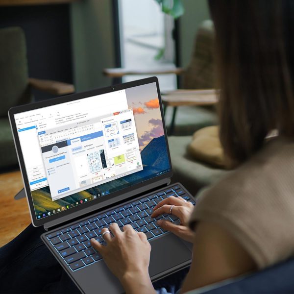 ⁦Ninkear T40 2 in 1 Laptop with QWERTZ, 7 RGB Backlight Tones, Removable Bluetooth Keyboard, Portable Keyboard, Black, Ultra Slim⁩ - الصورة ⁦7⁩