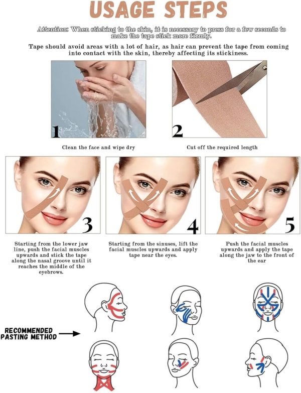 ⁦2 Rolls Face Tapes for Instant Lift, Body Tape for Face & Wrinkles, Face Tape for Eyes, Chin & Neck⁩ - الصورة ⁦2⁩