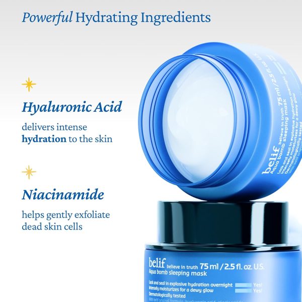 ⁦belif believe in truth Aqua Bomb Sleeping Mask, Overnight Moisturizer & Face Mask, Lightweight, Hydrating & Plumping, Good for Dryness, For Normal, Oily, Dry, Combination Skin Types⁩ - الصورة ⁦3⁩
