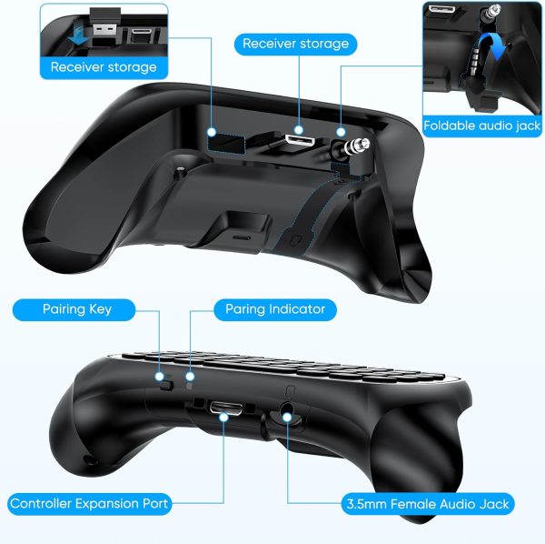 ⁦اوارت كيبورد لوحدة تحكم Xbox سلسلة X S One لوحة مفاتيح لاسلكية للالعاب مع مستقبل USB ملحقات العاب جاك الصوت سماعة الراس لاكس بوكس وحدة التحكم غير متضمنة اسود⁩ - الصورة ⁦6⁩