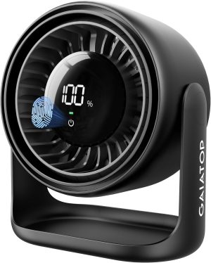 Gaiatop Desk Fan for Bedroom, Ultra Quiet Table Battery Powered Fan 7.7 Inch, Touch Control 4000mAh, Strong Airflow 5 Speeds Rechargeable Desktop for Office Bedside Dorm Home, Gift for Women Men Black