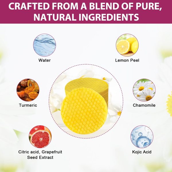 ⁦NALACAL 80Pcs Kojic Acid and Turmeric Cleansing Pads- Kojic Acid Pads, Turmeric Kojic Acid Cleansing Pads, Turmeric Exfoliating Face Scrub Pads for Face and Body, Helps Balance Skin Oil And Water⁩ - الصورة ⁦3⁩