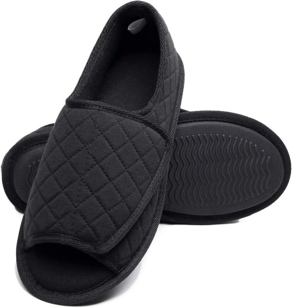 ⁦Urbancolor Women Adjustable Indoor Slippers Memory Foam House Shoes Open Toe Diabetic Slipper Arthritis Edema Extra Wide Shoes⁩ - الصورة ⁦5⁩