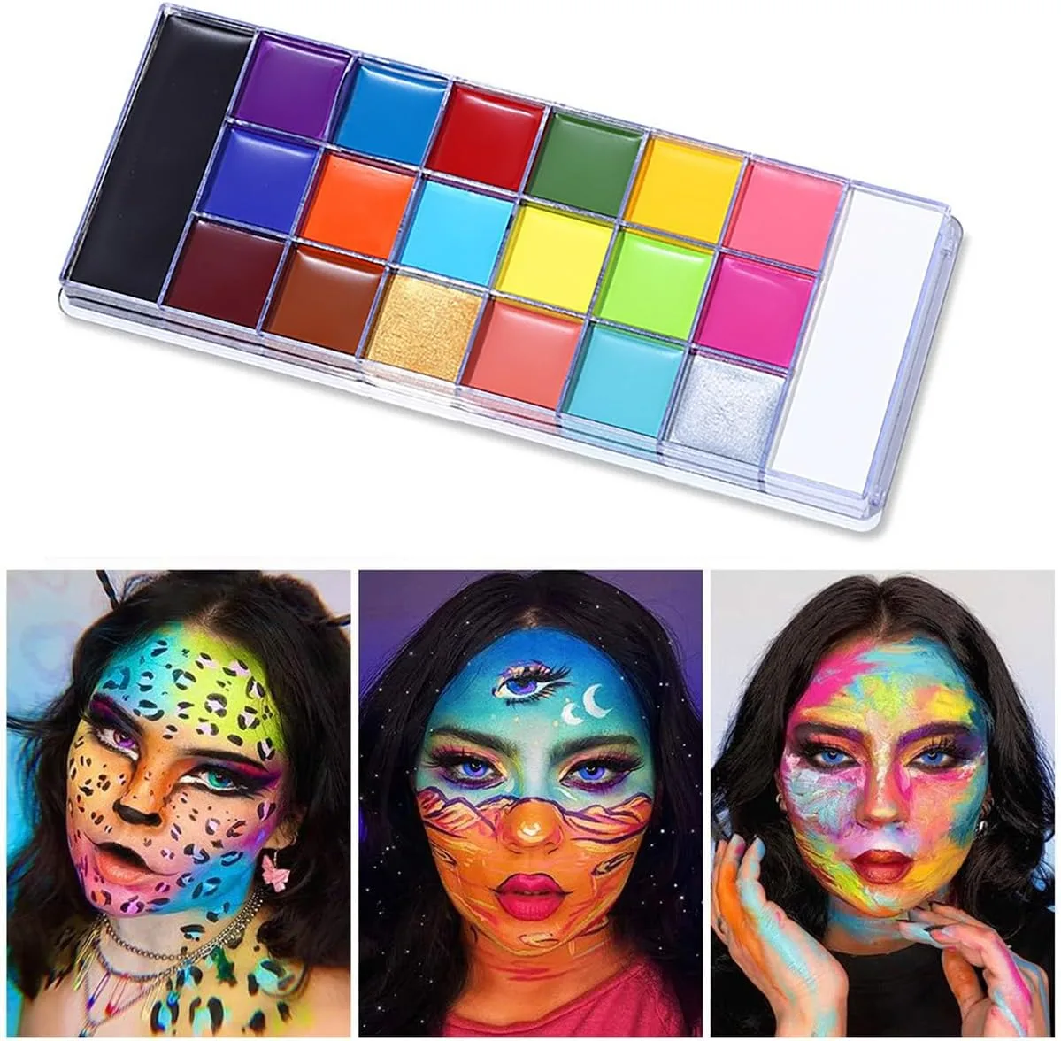 Face Painting Oil Palette, Professional Flash Non Toxic Safe Party Artist Fancy Makeup Painting Kit For Kids and Adult