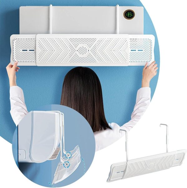 ⁦ANYUAN Air Conditioner Deflector,Split Ac Air Conditioning Baffles,Wall-Mounted Retractable Air-Conditioning Deflectors, For Wind Protection Wind Blocking And Directional (White)⁩ - الصورة ⁦4⁩