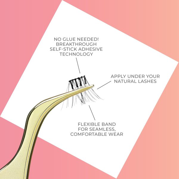 ⁦imPRESS KISS False Eyelashes, Lash Clusters, Falsies, Airy Wispy', 12mm-14mm, Includes 12 pieces of pre-bonded lashes, Contact Lens Friendly, Easy to Apply, Reusable Strip Lashes⁩ - الصورة ⁦3⁩