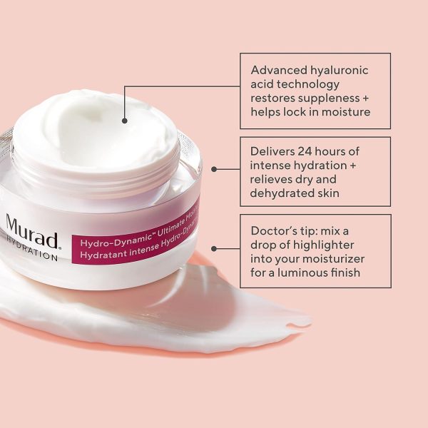 ⁦Murad Hydro-Dynamic Ultimate Moisture – Lightweight Hydrating Cream with Hyaluronic Acid, Coconut Extract & Shea Butter – Plumps, Smooths & Strengthens Skin Barrier – 50ml⁩ - الصورة ⁦2⁩