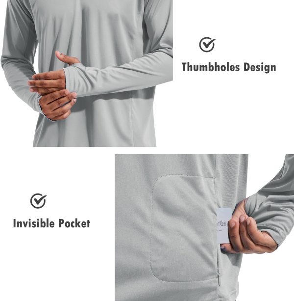 ⁦BALEAF Men's Sun Protection Hoodie Shirt UPF 50+ Long Sleeve UV SPF T-Shirts with Mask Rash Guard Fishing Lightweight⁩ - الصورة ⁦3⁩