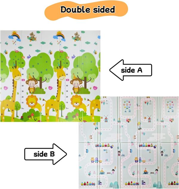 ⁦200x180x2CM Thick Baby Play Mat, Colorful Foam Kids Crawling Mat, Large Foldable with Travel Bag,Waterproof and Easy to Clean Double-Sided Baby Rug Mat for Bedroom and Living Room (Animal Print)⁩ - الصورة ⁦2⁩