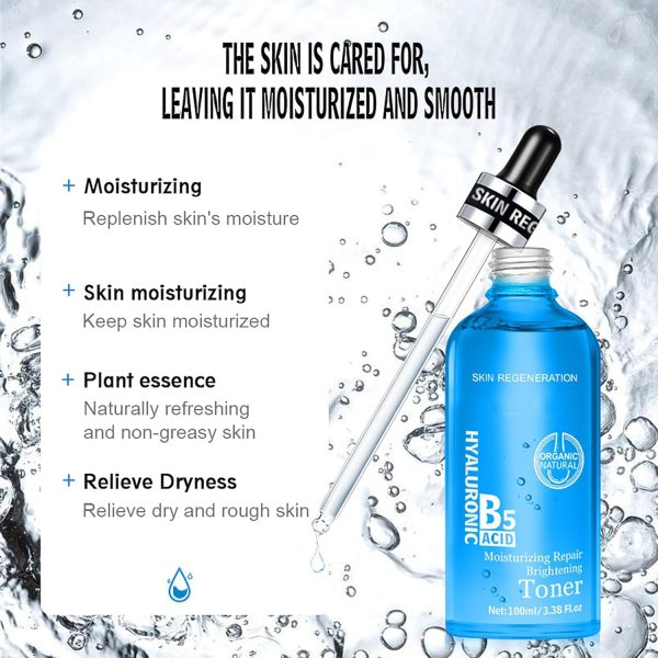 ⁦TERRIFI Hyaluronic Acid & B5 Face Toner, Hydrating Essence Water for Moisture and Skin Plumping, Smooths, Firms, and Lifts for Restored Elasticity and Reduced Dryness⁩ - الصورة ⁦5⁩