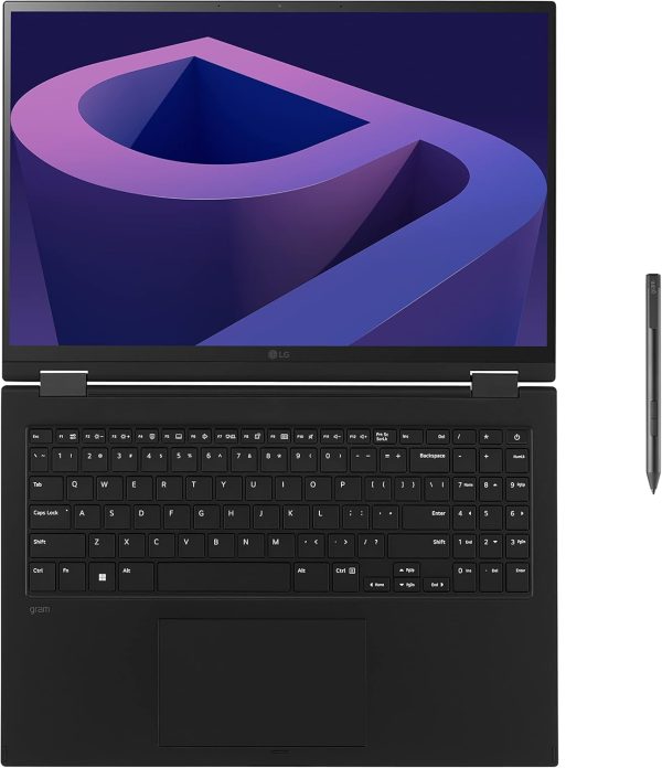 ⁦LG gram (2022) 16T90Q 2-in-1 Tablet Laptop, 16" (2560 x 1600) IPS Display, Intel Evo 12th Gen i7 1260P Processor, 16GB LPDDR5, 2TB NVMe SSD, FHD Webcam, WiFi 6E, Thunderbolt 4, Windows 11, Black⁩ - الصورة ⁦12⁩