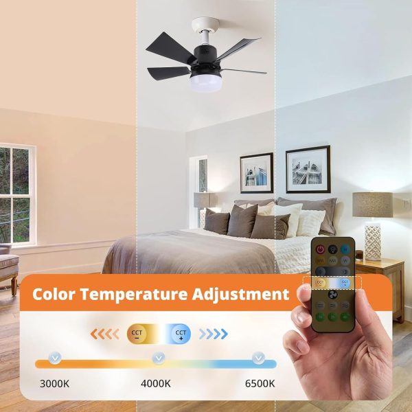 ⁦Dpofirs 15.7In Socket Fan Light, Dimmable 3 Color Temp 3 Wind Speed Light Bulb Fan with Remote, 1H 2H 4H Timer Screw in Ceiling Fan in Light Socket for Bedroom Kitchen 85‑265V (Black)⁩ - الصورة ⁦4⁩