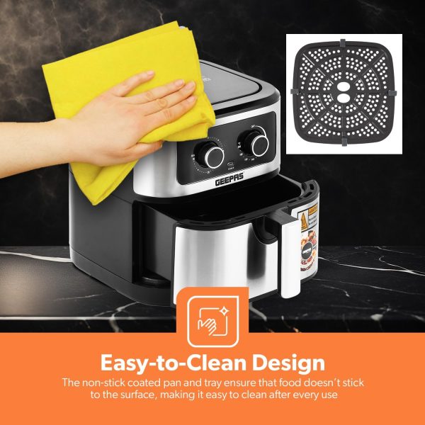 ⁦Geepas Vortex 7L Air Fryer GAF37506 - Convection Air Fryer with LED Touchscreen, 30 Minutes Timer & Non-Stick Basket - Oil Free, 2 Years Warranty, 1800W, Black⁩ - الصورة ⁦7⁩
