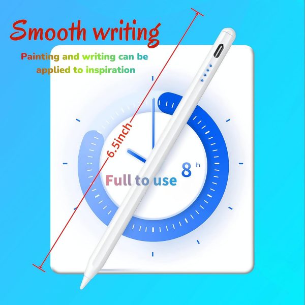⁦Digital Stylus Pen for iPad, Apple Compatible, Fast Charging, White⁩ - الصورة ⁦3⁩