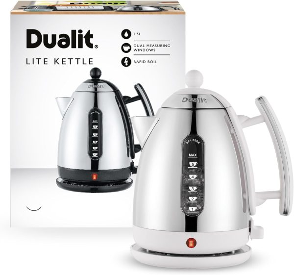 ⁦Dualit Lite Kettle - 1.5L Jug Kettle - Polished with Gloss White, High Gloss Finish - Fast Boiling Kettle by Dualit - 72015⁩ - الصورة ⁦9⁩