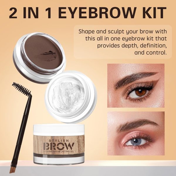 ⁦NALACAL 2-in-1 Eyebrow Makeup Kit with Waterproof Dark Brown Pomade, Shaping Wax, and Duo Brush – Define, Fill, and Style Your Brows with Clear Brow Gel for a Fluffy, Lifted Look⁩ - الصورة ⁦2⁩