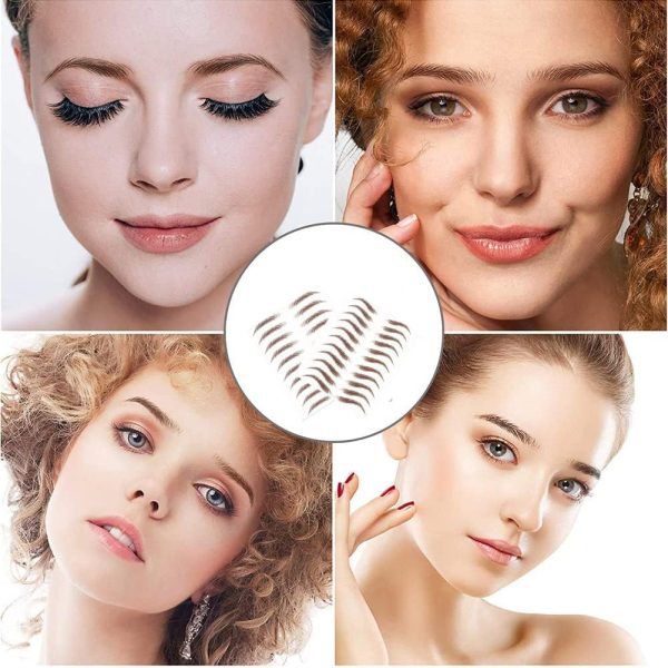 ⁦Eyebrow Tattoo Stickers, Waterproof Eyebrow Transfers Stickers Peel Off 6D Eyebrow Tattoo Sticker Nature False Eyebrows Hair-Like Long Lasting Tattoo Eyebrow for Woman Makeup Tool (20 Pairs, Black)⁩ - الصورة ⁦3⁩