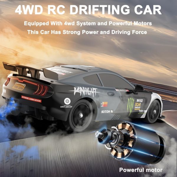 ⁦Desdoni RC Drift Car 1:16 4WD 18KM/H 2.4GHz with LED Lights Rubber Tire Racing Sports Toy Unisex Boys Girls Gift 2 Rechargeable Batteries⁩ - الصورة ⁦3⁩