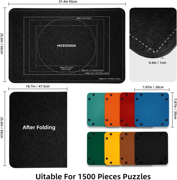⁦MOZOOSON Puzzle Board 1500 Pieces, Foldable Puzzle Board with 8 Sorters, Portable Puzzle Mat, Puzzle Storage, Jigsaw Accessories with Non-Slip Surface⁩ - الصورة ⁦3⁩