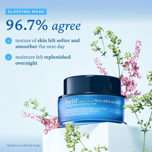 ⁦belif believe in truth Aqua Bomb Sleeping Mask, Overnight Moisturizer & Face Mask, Lightweight, Hydrating & Plumping, Good for Dryness, For Normal, Oily, Dry, Combination Skin Types⁩ - الصورة ⁦6⁩