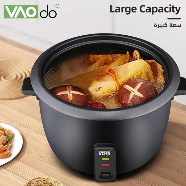 ⁦VAODO 1.8L Rice Cooker Steamer, with Removable Nonstick Pot and Water Level Indicator, Mini Rice Cooker with Glass Lid, Auto Keep Warm, for Soups, Stews, Grains & Oatmeal, Cooking Turner⁩ - الصورة ⁦4⁩