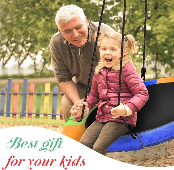 ⁦BOOM Saucer Tree Swing, 660lb Weight Capacity Kids Adults, 900D Oxford Waterproof Durable, Safe, and Easy to Install, مرجيحة اطفال, Great for Tree, Swing Set, Backyard, Playground, Playroom⁩ - الصورة ⁦5⁩