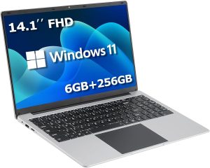 XINHENGTAI Windows Laptop Computer, 14.1 Inch Quad Core Laptop Notebook Windows 11 Traditional Laptop with 6GB DDR4 256GB SSD 2.4/5G WiFi BT4.0 HDMI USB 3.0, Large Capacity Battery