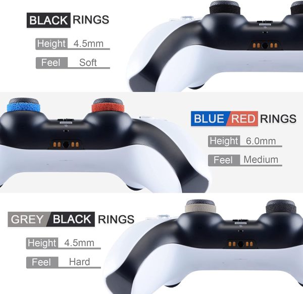 ⁦PlayVital 5 Pairs Aim Assist Target Motion Control Precision Rings for PS5, for PS4, Xbox Series X/S, Xbox One, Xbox 360, Switch Pro Controller - 5 Colors 3 Different Strength⁩ - الصورة ⁦3⁩
