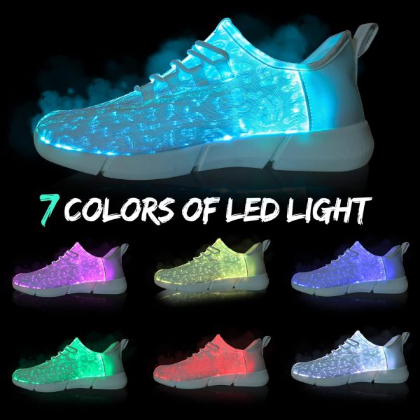 ⁦Shinmax Fiber Optic LED Shoes, Light Up Shoes for Women Men USB Charging Flashing Luminous Trainers for Festivals, Christmas Party⁩ - الصورة ⁦2⁩