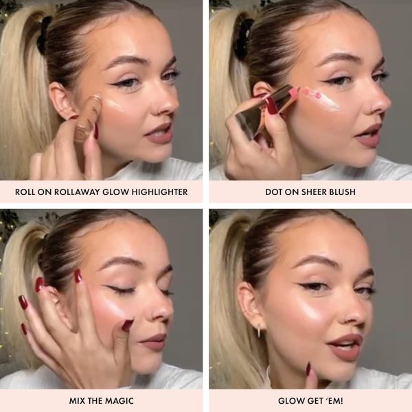 ⁦ICONIC London Rollaway Glow Highlighter Makeup, Champagne Chic, 8 ml⁩ - الصورة ⁦3⁩