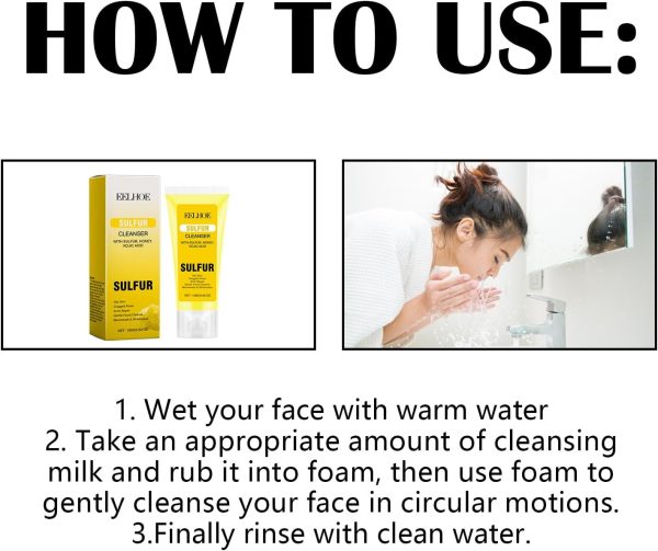 ⁦KASTWAVE Natural Sulfur Facial Cleanser, Exfoliating Facial Cleanser, Calms and Cools Redness and Discomfort, Reduces Oil Excess Pimples, Gently Cleanses, Refreshes & Makes Skin Radiant⁩ - الصورة ⁦6⁩