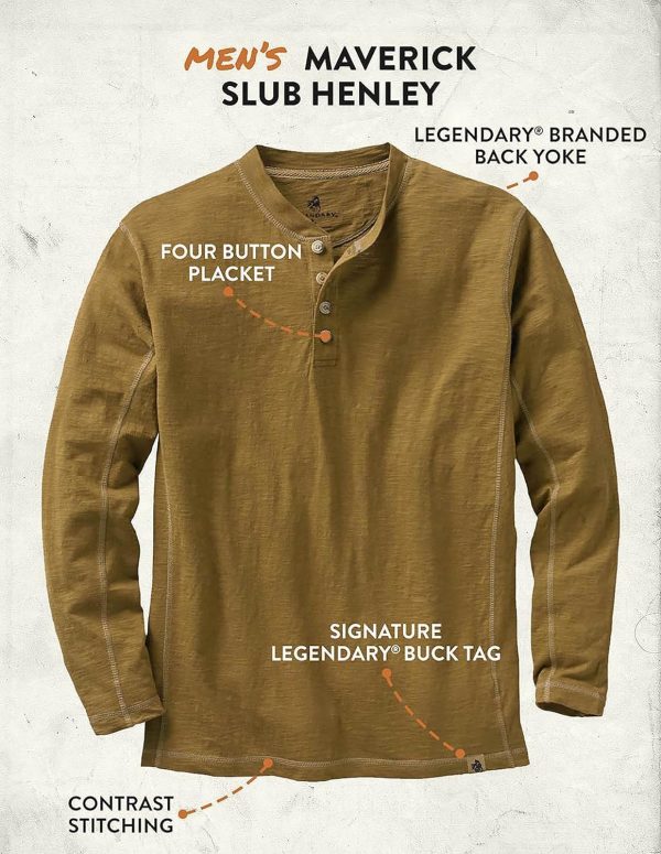 ⁦Legendary Whitetails Men's Maverick Slub Henley Shirt⁩ - الصورة ⁦4⁩
