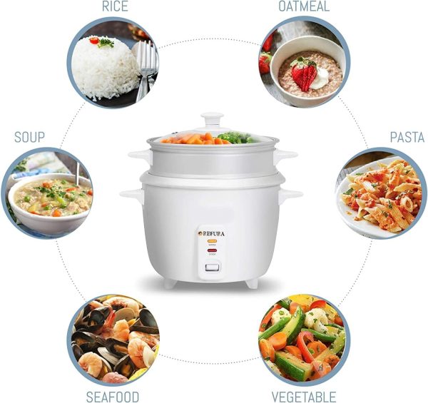 ⁦Refura - SA 2 in 1 Rice Cooker & Steamer 1.0 L/Non-Stick Removable Bowl/Keep Warm Functionality / 400 Watts/Includes Measuring Cup & Spatula | RE-618 | Kitchen Appliances⁩ - الصورة ⁦2⁩