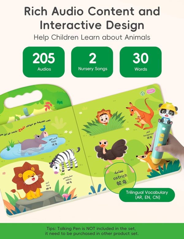 ⁦BabyBus Reusable Water Coloring Book with Magic Water Pen of Animal Theme, Early Education Painting Book for age 2-5 (green)⁩ - الصورة ⁦6⁩