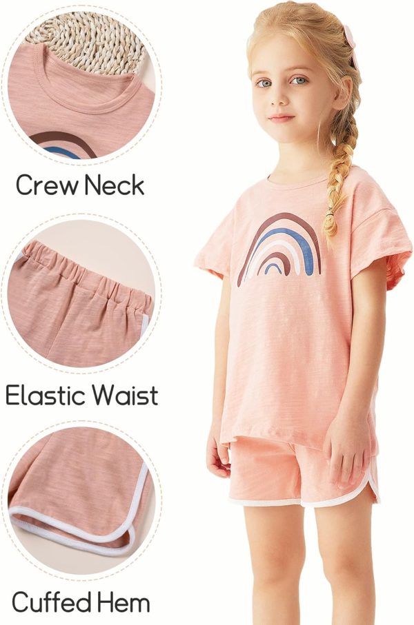 ⁦SEAUR Baby Boys Girls Shorts Tops Set Cotton Toddler Short Sleeve T-Shirt Solid Color Summer Outfit Clothes⁩ - الصورة ⁦5⁩