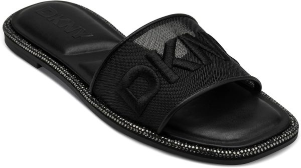 DKNY Badin Studded Flat Sandal With Logo womens Slide Sandal