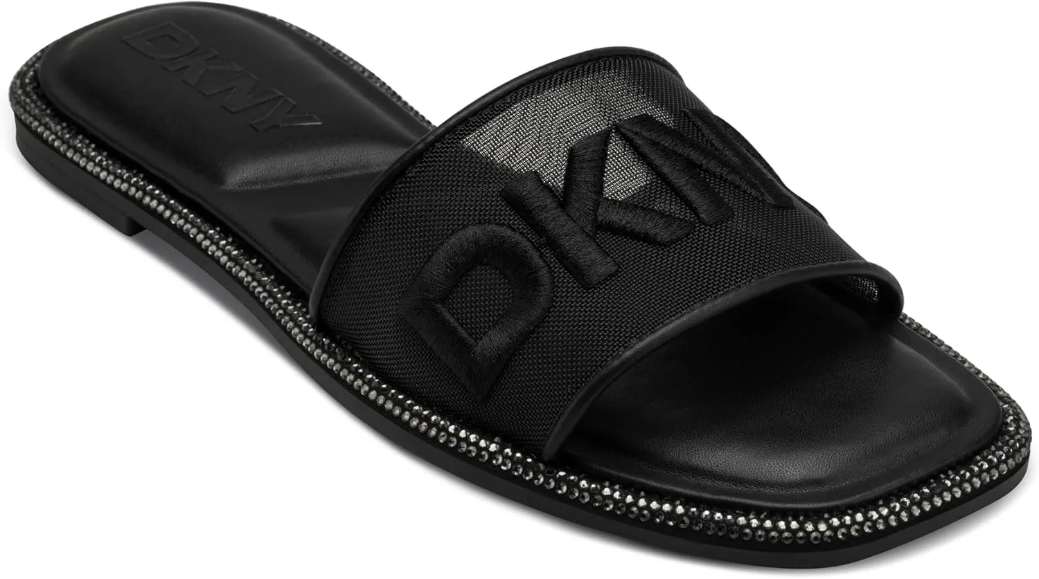 DKNY Badin Studded Flat Sandal With Logo womens Slide Sandal
