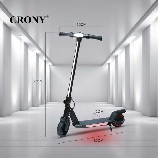 ⁦CRONY S32 Kids Foldable E-Scooter with LED Light Bar RGB Deck Lights & LED Display & E-Brake and E-Accelerator & Extended Footrest Supports Up to 100KG (Black)⁩ - الصورة ⁦9⁩