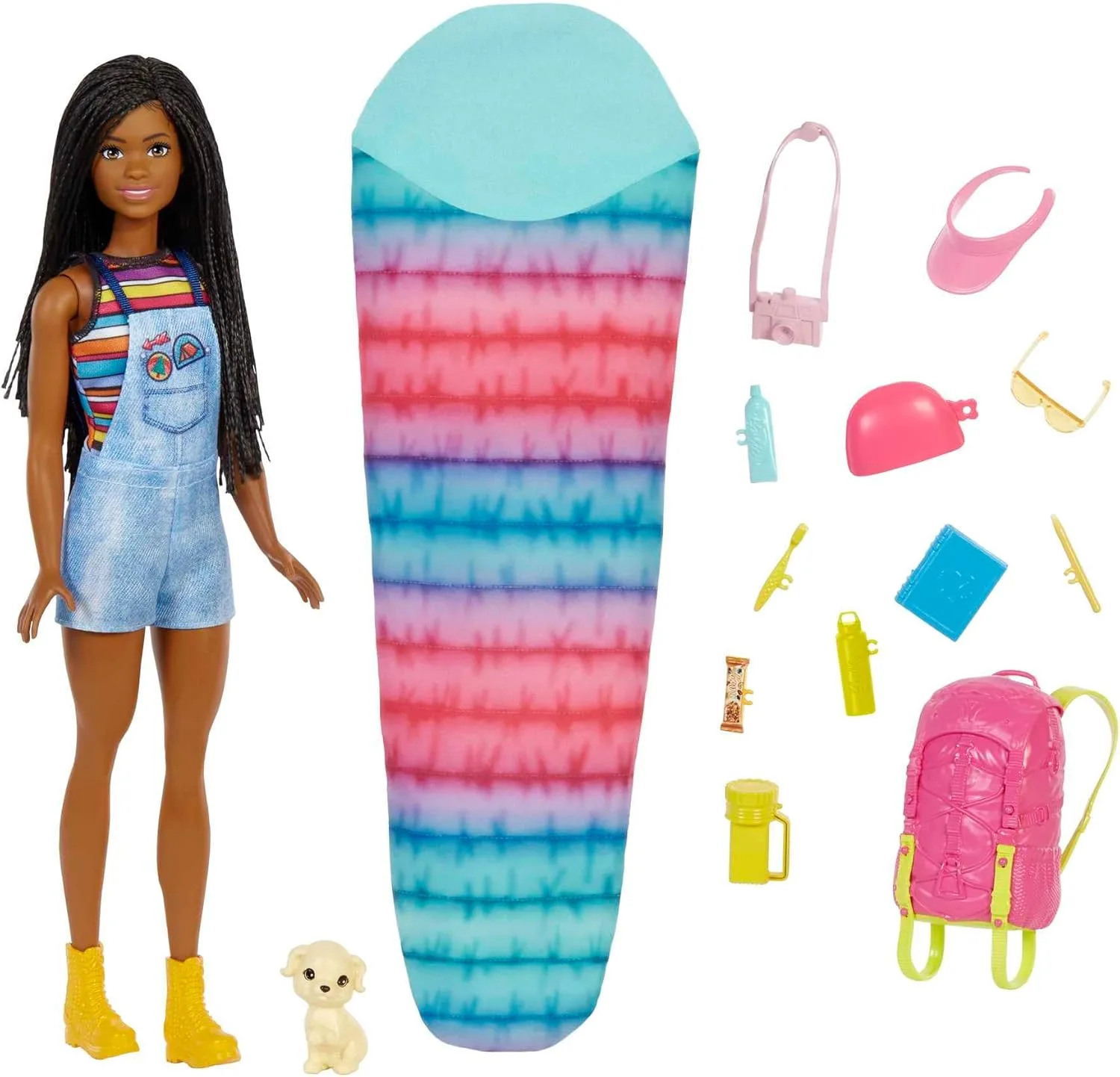 Barbie It Takes Two “Brooklyn” Camping Doll with Puppy & 10+ Accessories, 3 to 7 Years , Black