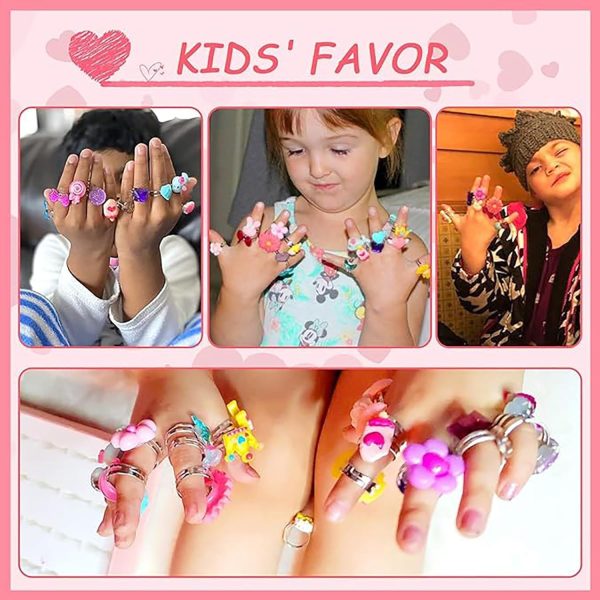 ⁦Little Girl Jewel Rings in Box, 24Pcs Kids Play Ring, Pretend Play and Dress Up Ring for 4-12 Year Old Girl Birthday Gifts, No Duplication Diamond Ring for Children, Party Favors for Kids⁩ - الصورة ⁦7⁩