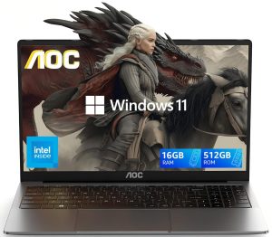 AOC Laptop Computer 16GB RAM 512GB SSD Work Laptops 15.6 Inch FHD Screen Premium Laptop (Up to 3.6GHz) Windows 11 Laptop Computer, Light&Thin, Metal Shell, Webcam, Type-C, USB3.2