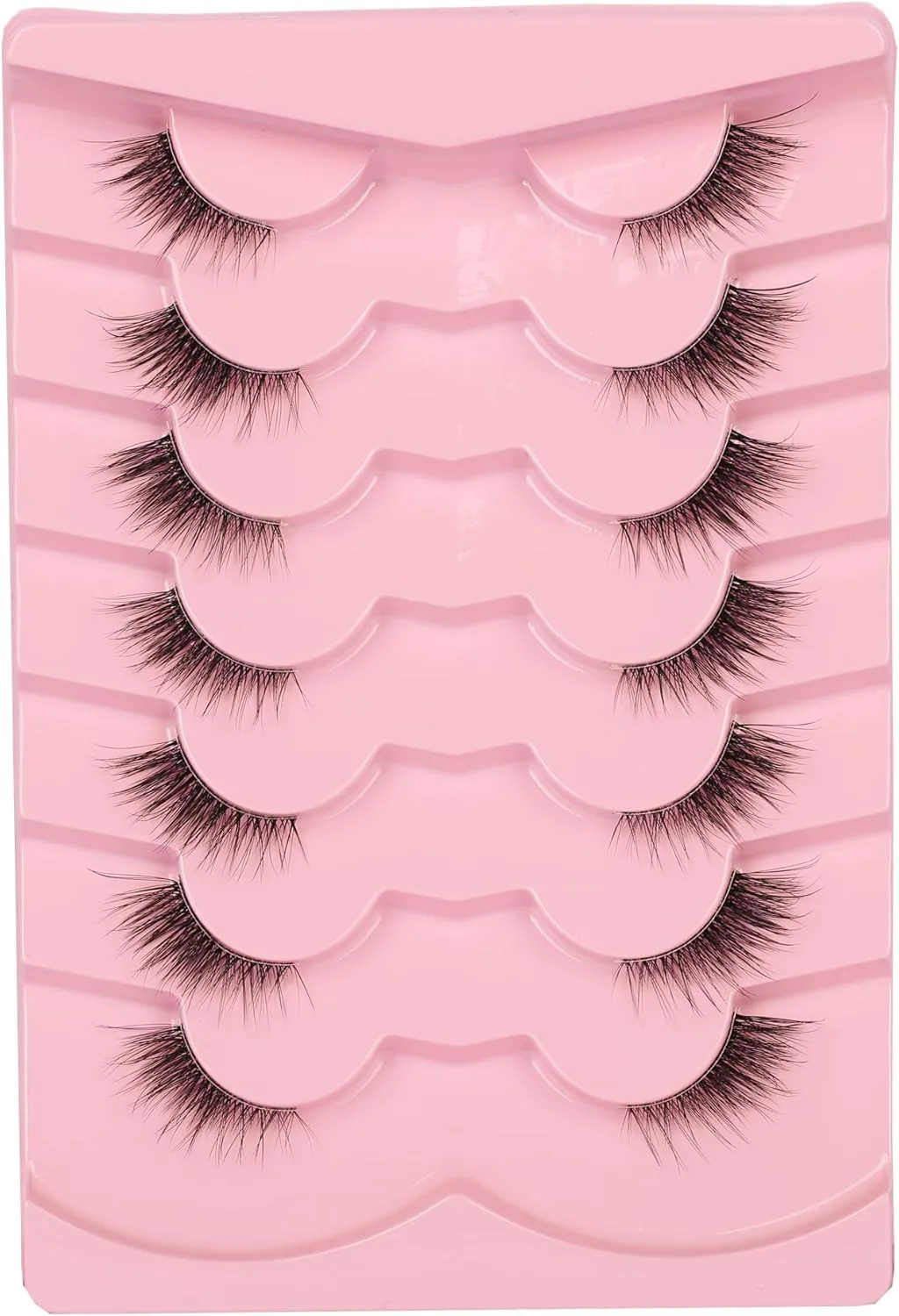 Gmagictobo Natural Half Lashes Cat Eye Look False Eyelashes Clear Band Fake Eyelashes Light Volume Soft Strip Eyelashes 7 Pairs