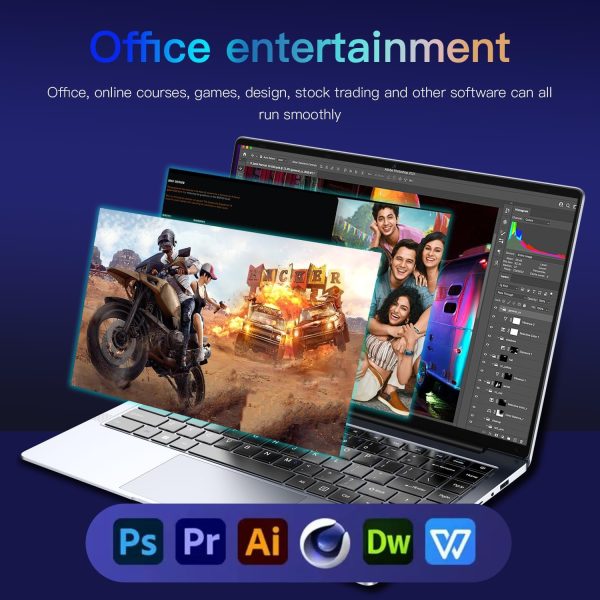 ⁦16" Laptop, Dual-Core Intel Celeron N4000 CPU, 6GB DDR4L RAM 256GB SSD, FHD IPS Screen, Windows 10 Laptop Computer with Stereo Speakers, Webcam, Dual Band-WiFi, BT4.2⁩ - الصورة ⁦6⁩